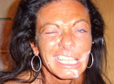 big facial cumshot for a tanned milf wife